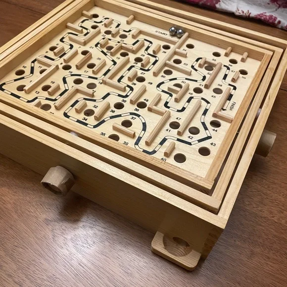Solid Wood Labyrinth Game - Brown - Picture 4 of 7